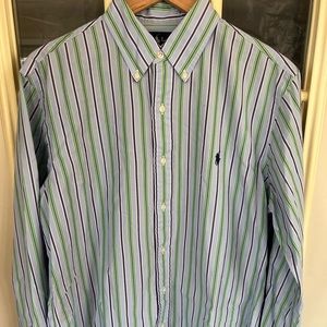Men’s Polo Ralph Lauren 16, 34/35 striped custom fit LS shirt